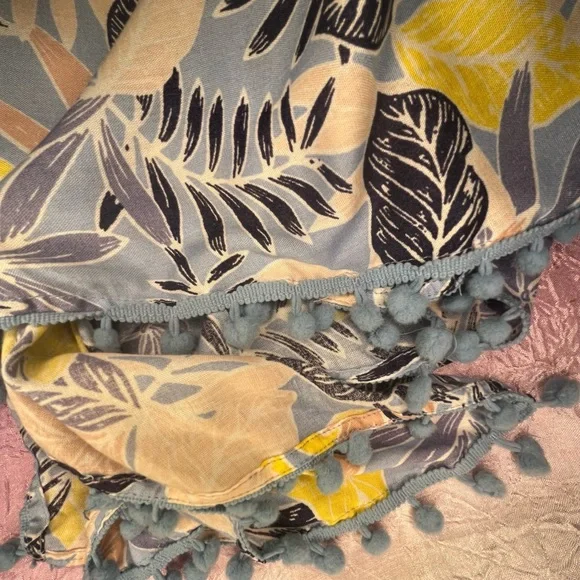 NEW JAPNA GOA S or M DRESS BEACHWEAR VISCOSE Adj Straps Asymmetrical Pom Poms - Picture 7 of 10